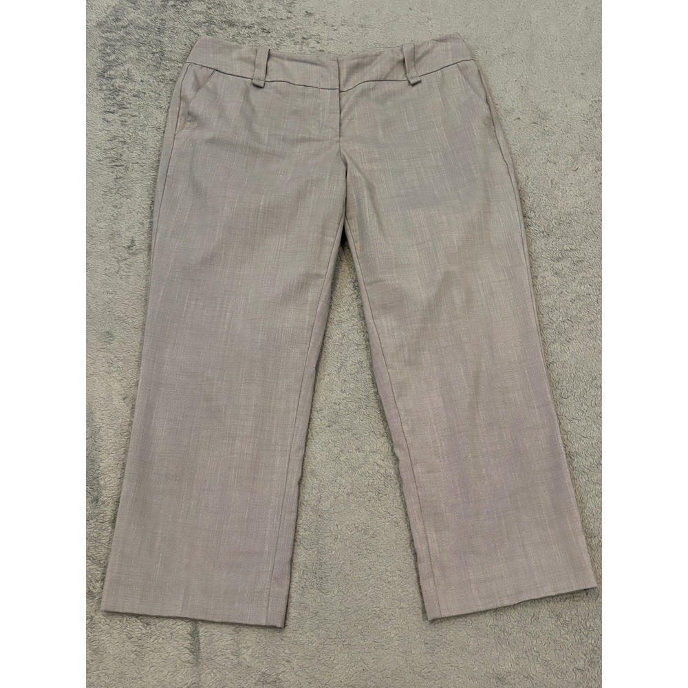 New York & Company Grey Stretch Cropped Wide Leg Dress Pants Womens 8